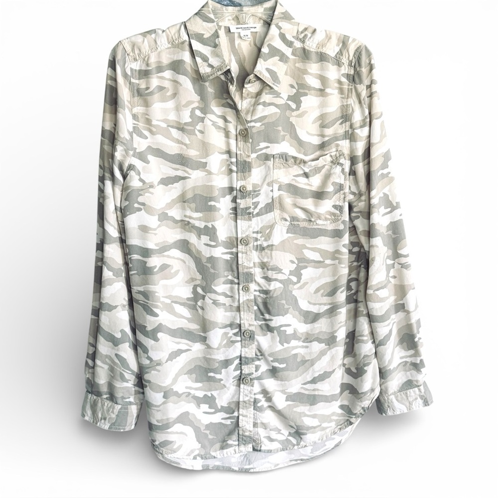 Beachlunchlounge Size Medium Viscose Desert Camo Long Sleeve Button Down Shirt